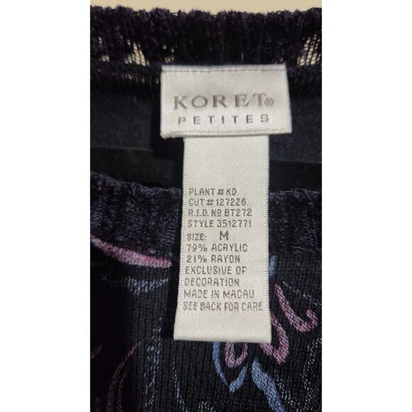 Vintage Koret Petite Black Sweater Embroidered Sequined Flowers SZ PM Grannycore - Picture 2 of 9